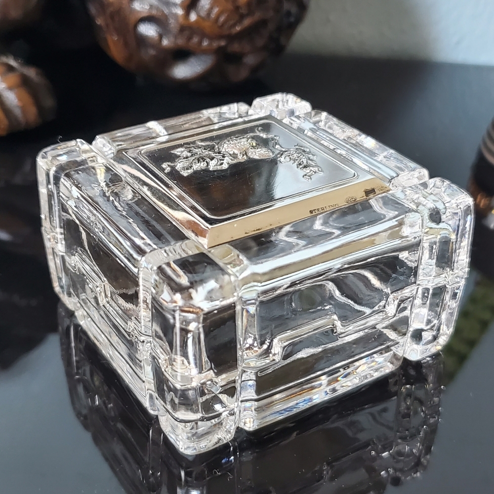 RCR Royal Crystal Rock trinket jewelry box Sterling silver nature vine design